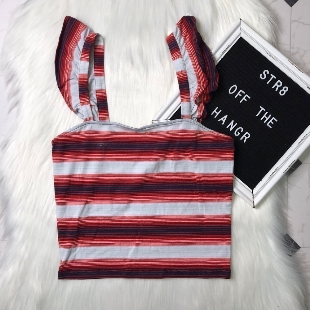 NWOT bp red, white, blue striped blouse size Small